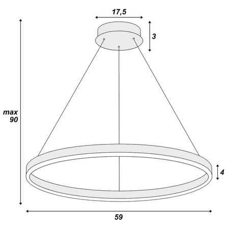 Lampa Sufitowa LED Wisząca nowoczesna żyrandol plafon 52W CCT 3 Barwy Pilot LX959