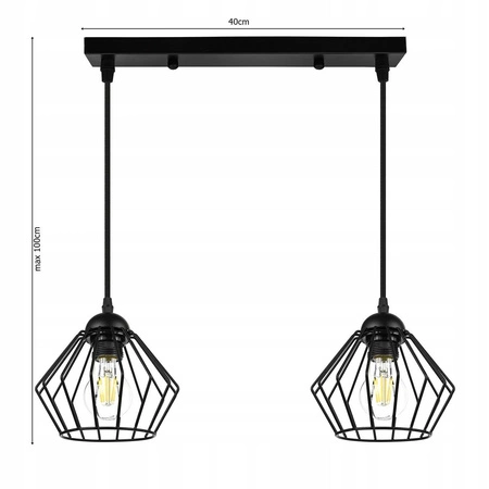 Lampa Wisząca LX- 1046 Czarna 2x E27 LEDLUX