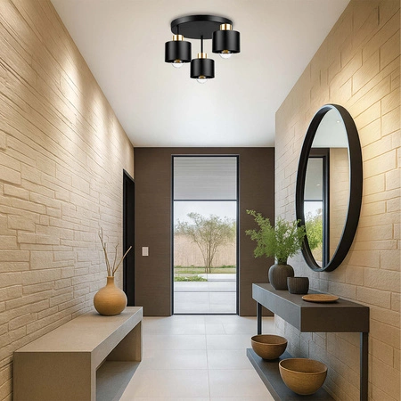 Lampa Sufitowa LX- 1020 Czarna + Złoto 3x E27 LEDLUX