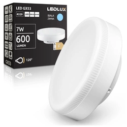 Żarówka LED GX53 7W 600 lm Energooszczędna Mocna biała zimna 6000K LEDLUX