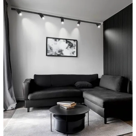 Zestaw Szyna Oświetleniowa Listwa 2m Czarna + 3x Reflektor Szynowy Spot Czarny+ Pasek LEDLUX