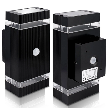 Kinkiet Ogrodowy Lampa Elewacyjna Zewnętrzna LX- 9110 PIR Czarna LEDLUX