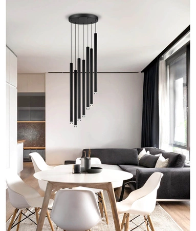 Lampa Sufitowa Wisząca Plafon Żyrandol Tuba Sopel Czarna 7x G9 Modern LX-1175 LEDLUX