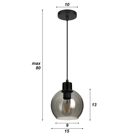 Lampa Wisząca LX- 1136 Czarna 1x E27 LEDLUX