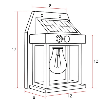 Lampka solarna ogrodowa LED z czujnik ruchu KINKIET elewacyjny ZEWNĘTRZNA LSOL-055 LEDLUX