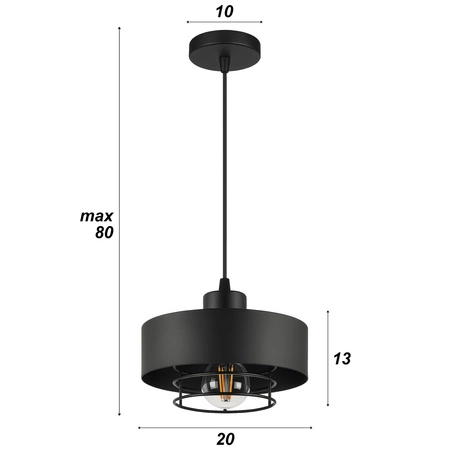 Lampa Wisząca LX- 1187 Czarna 1x E27 LEDLUX