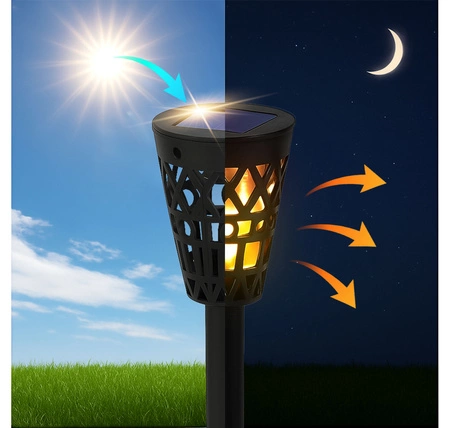 Lampa solarna ogrodowa pochodnia latarnia LED wbijana naziemna czarna LSOL-056 LEDLUX