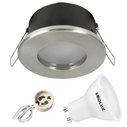 Zestaw Oprawa Halogenowa Hermetyczna D-06 Satyna + Żarówka GU10 3,5W biała neutralna LEDLUX