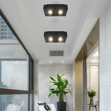Oprawa Sufitowa Natynkowa SPOT Prostokąt LX- 75 Czarna 2x GU10 LEDLUX