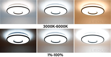 Lampa Sufitowa Panel LED PLAFON 24W CCT ściemniacz + pilot biała ciepła zimna neutralna LX- 910 Czarna LEDLUX