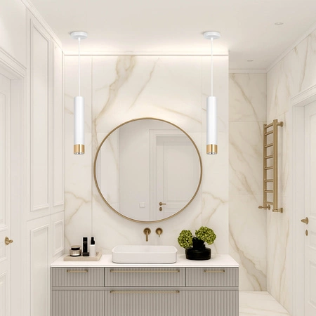 Lampa Sufitowa Wisząca LX-1412 Biała + Złoto 1x GU10 LEDLUX