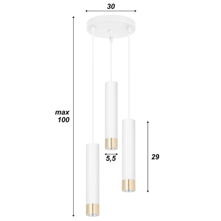 Lampa Wisząca LX-1414 Biała + Złoto 3x GU10 LEDLUX