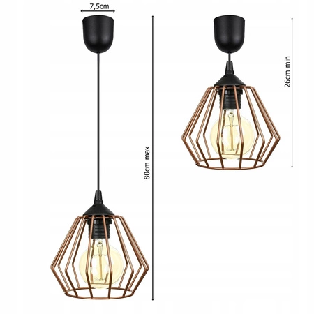 Lampa Wisząca LX- 1030 Miedziana 1x E27 LEDLUX