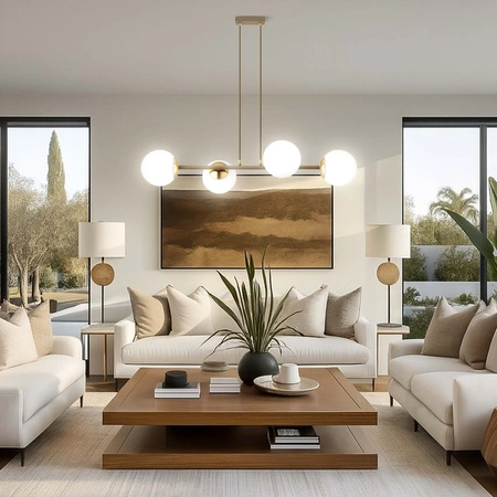 Lampa wisząca sufitowa szklane kule 4xE27 ZŁOTA beżowa GLAMOUR nowoczesna LX1425