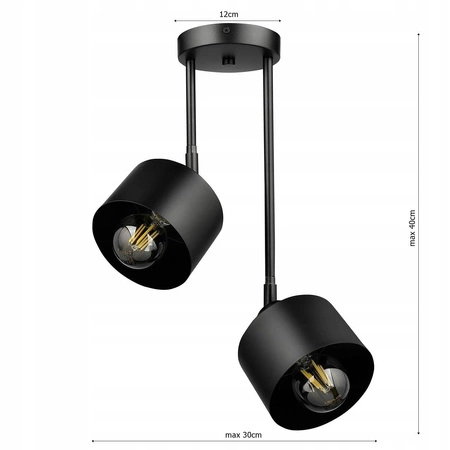 Lampa Sufitowa LX- 1032 Czarna 2x E27 LEDLUX