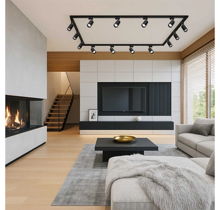 Zestaw Szyna Oświetleniowa Listwa 2m Czarna + 10x Reflektor Szynowy Spot Czarny LEDLUX