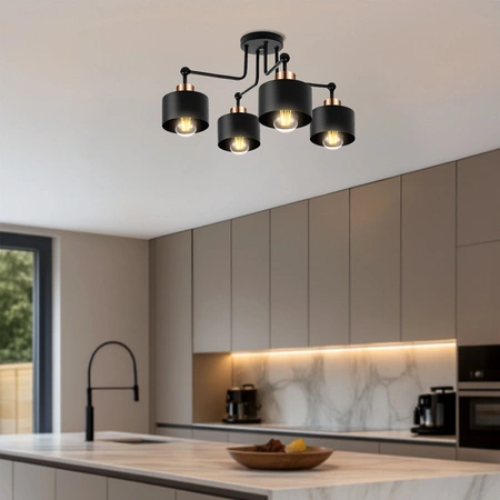 Lampa Sufitowa LX- 1099 Czarna + Miedź 4x E27 LEDLUX