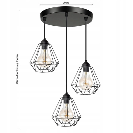 Lampa Wisząca LX- 1007 Czarna 3x E27 LEDLUX