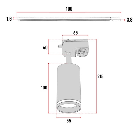 Zestaw Szyna Oświetleniowa Listwa 1m Czarna + 3x Reflektor Szynowy Spot Czarny + Pasek LEDLUX