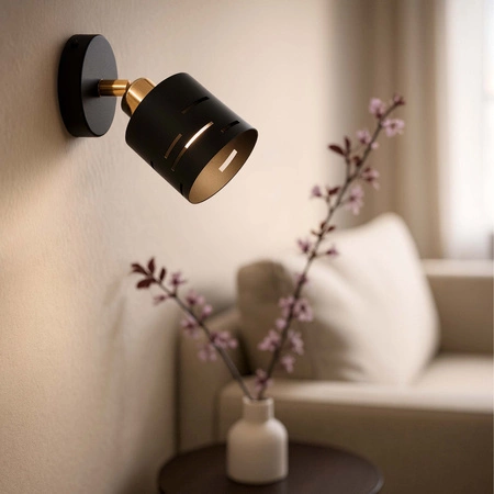 Kinkiet ścienny lampa sufitowa 2w1 E27 czarny złoty nowoczesny wewnętrzny LX1432