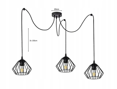 Lampa Wisząca LX- 1059 Czarna 3x E27 LEDLUX