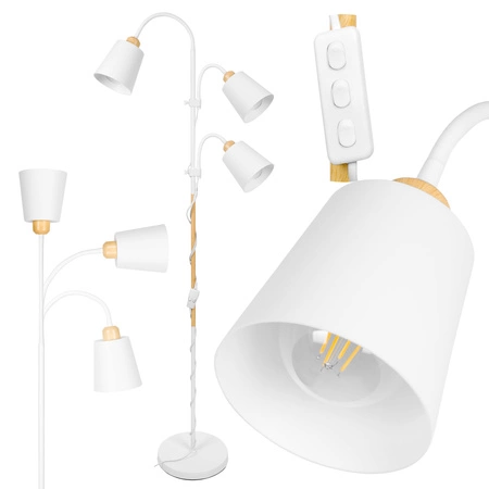 Lampa Podłogowa stojąca 3xE27 nowoczesna Czarna Regulowana do salonu Loft LPD-006 WHITE E27 LEDLUX