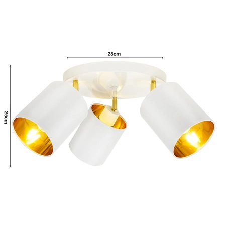 Lampa Sufitowa LX- 1381 Biała + Złoto 3x E27 LEDLUX