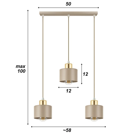 Lampa wisząca sufitowa nowoczesna 3xE27 ZŁOTA beżowa GLAMOUR nowoczesna LX-1035