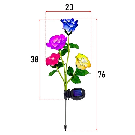 4x Lampa solarna LED ogrodowa wbijana KWIAT ROŻA KOLOROWE Róże LEDLUX LSOL-048 LEDLUX