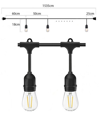 Girlanda świetlna LED Ogrodowa 15m 30x E27 LEDLUX