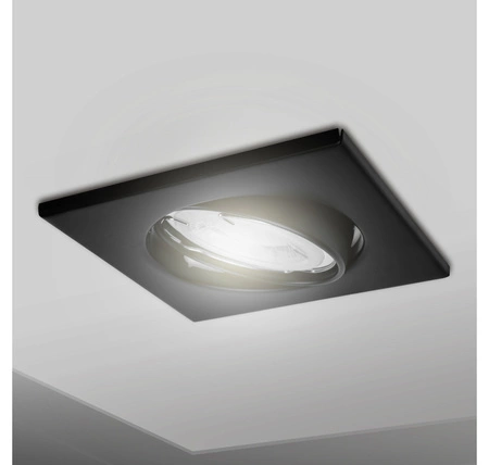 Zestaw Oprawa Halogenowa CT- 001 Czarna Kwadratowa + Żarówka GU10 6,5W biała ciepła LEDLUX