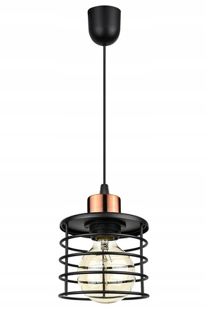 Lampa Wisząca LX- 1077 Czarna + Miedź 1x E27 LEDLUX