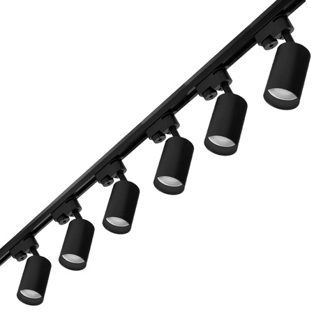 Zestaw Szyna Oświetleniowa Listwa 2m Czarna + 6x Reflektor Szynowy Spot Czarny LEDLUX