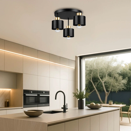 Lampa Sufitowa LX- 1020 Czarna + Złoto 3x E27 LEDLUX