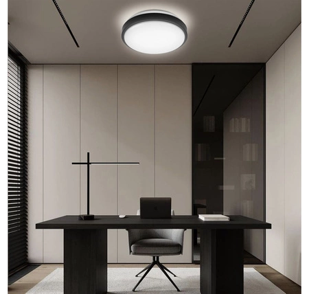 Lampa Plafon Okrągła z Czujnikiem Ruchu 2x E27 LX-924 BLACK LEDLUX