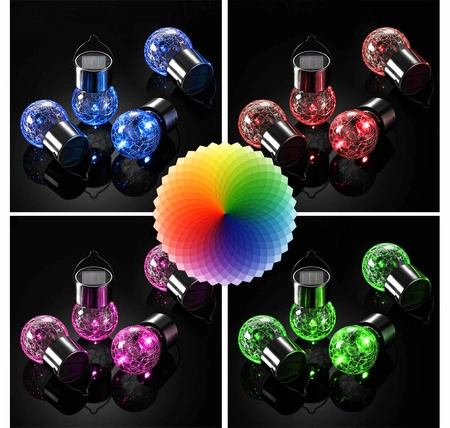 4x Lampka lampa SOLARNA Ogrodowa LED LATARENKA Szklana Kula RGB różne kolory LSOL-065 LEDLUX