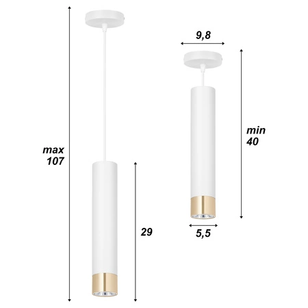 Lampa Sufitowa Wisząca LX-1412 Biała + Złoto 1x GU10 LEDLUX