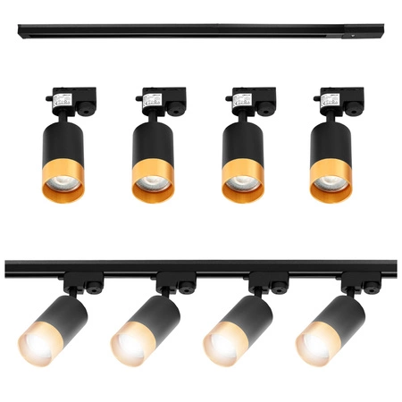 Szynoprzewód Zestaw Szyna 1m + 4x Lampa GU10 Złota Miedziana LEDLUX