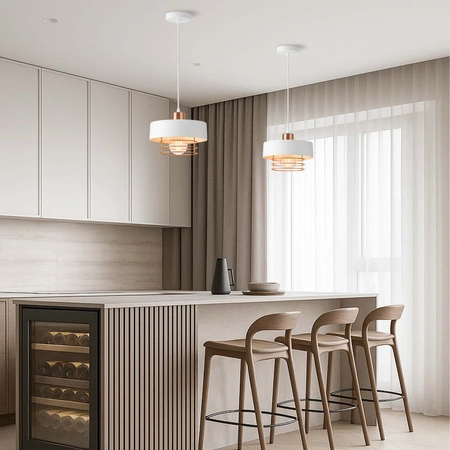 Lampa Wisząca LX- 1187 Biała + Miedź 1x E27 LEDLUX