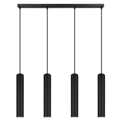Lampa Sufitowa Wisząca Żyrandol Plafon Tuba Tuby metalowa Czarna LED GU10 LX-1350 Czarna 4x GU10 LEDLUX