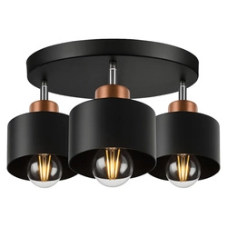Lampa Sufitowa LX- 1040 Czarna + Miedź 3x E27 LEDLUX
