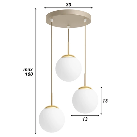 Lampa wisząca sufitowa szklane kule 4xE27 ZŁOTA beżowa GLAMOUR nowoczesna LX1424