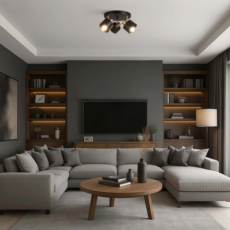 Lampa Sufitowa Żyrandol Plafon Czarna złota E27 Nowoczesna LED LX-1433