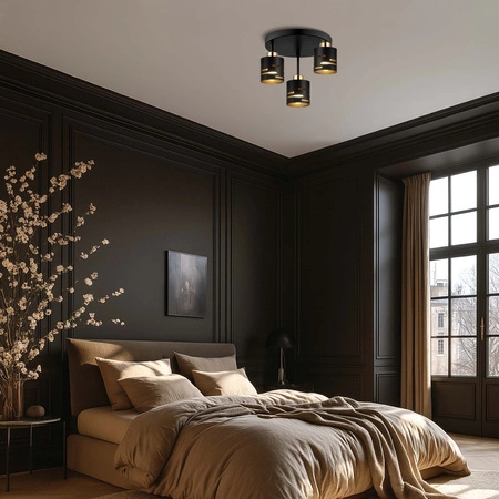 Lampa Wisząca Sufitowa Żyrandol Czarna Złota LX1431