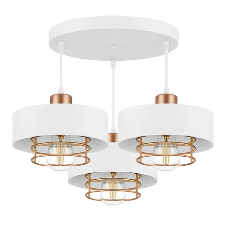 Lampa Wisząca LX- 1185 Biała + Miedź 3x E27 LEDLUX