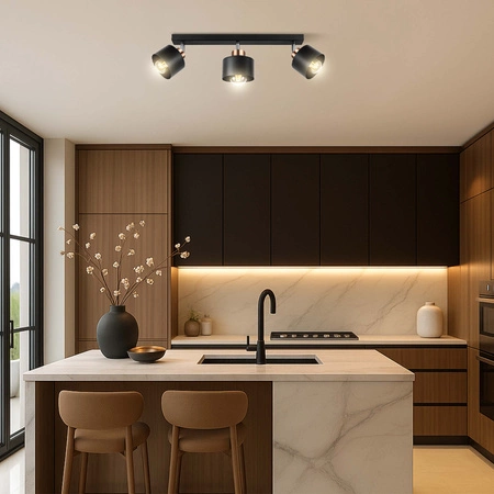 Lampa Sufitowa LX- 1031 Czarna + Miedź 3x E27 LEDLUX