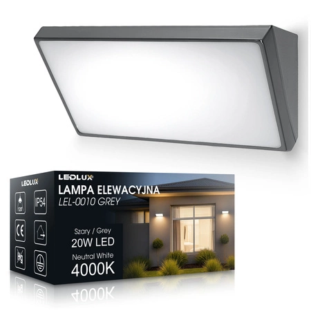 Lampa elewacyjna LED zewnętrzna kinkiet ogrodowy Premium LEL-0010 Szara LEDLUX