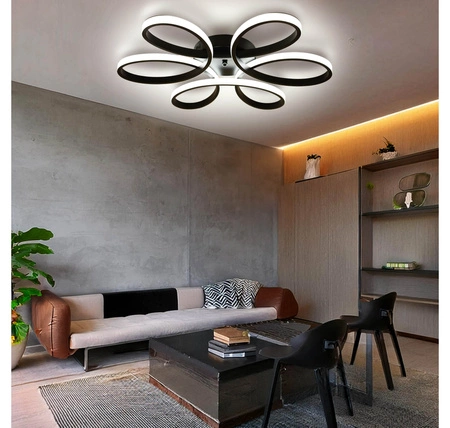 Lampa Sufitowa Wisząca LED Kwiatek LX- 934 90W+ Pilot Czarna 3000k-6000k LEDLUX