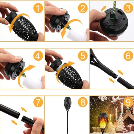 4x Lampa Solarna Ogrodowa Pochodnia Ogień efekt płomienia wbijana latarnia LSOL-005 LEDLUX