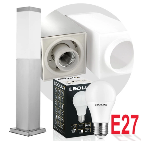 Lampa Ogrodowa Stojąca Słupek E27 LX- 810 Inox 90cm LEDLUX